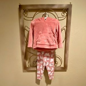 Carter’s Polar Bear leggings and fleece hoodie. Size 24mos. Peach color.